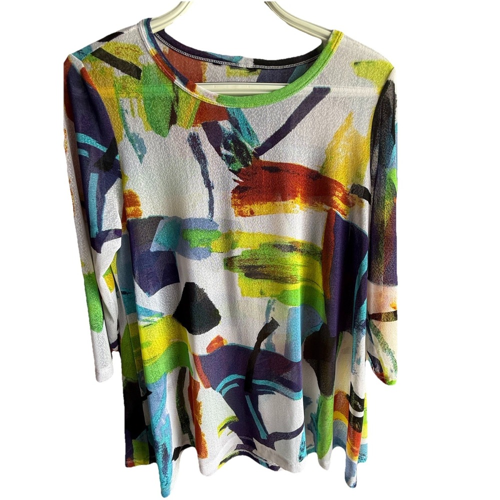 Womens Colorful Sheer Abstract Tunic - Unbranded No tag - Measure & Compare